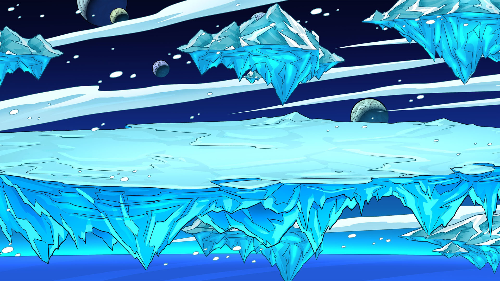 The Neptune background for the BattlePlan! Game. Huge chunks of ice float through open space.