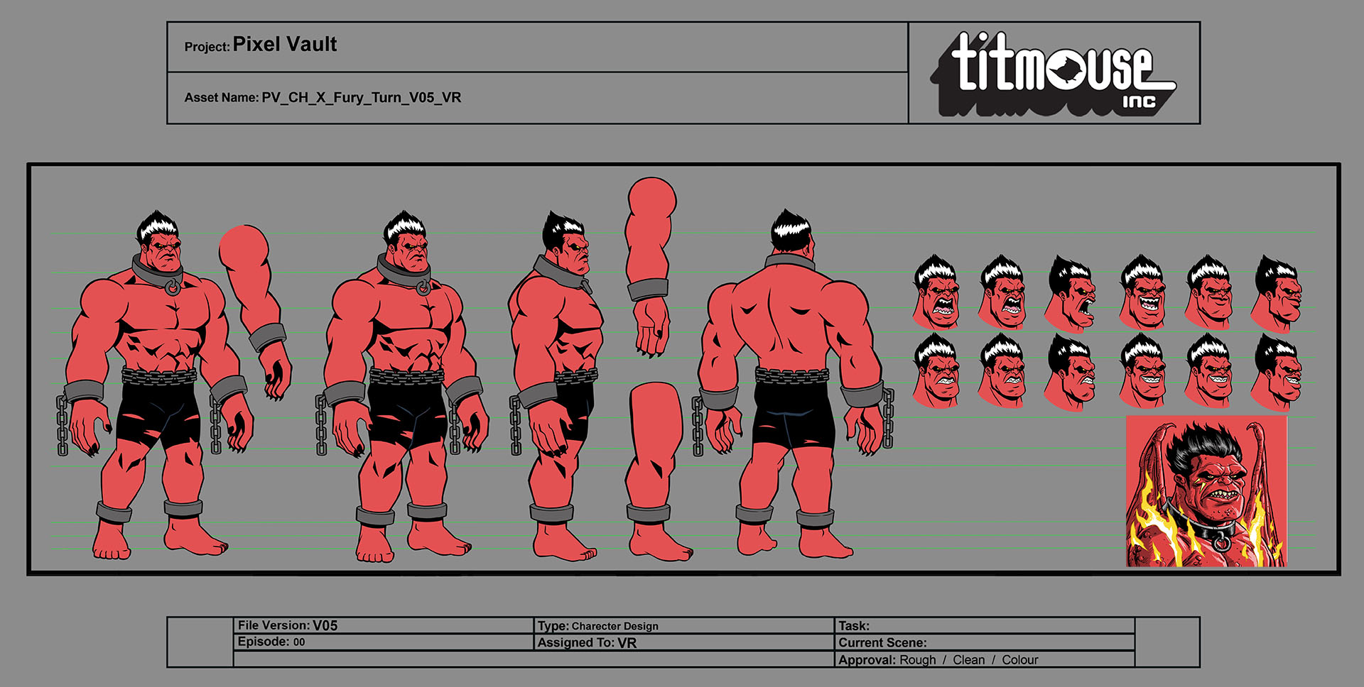 Character turnaround sheet for the Fury character.