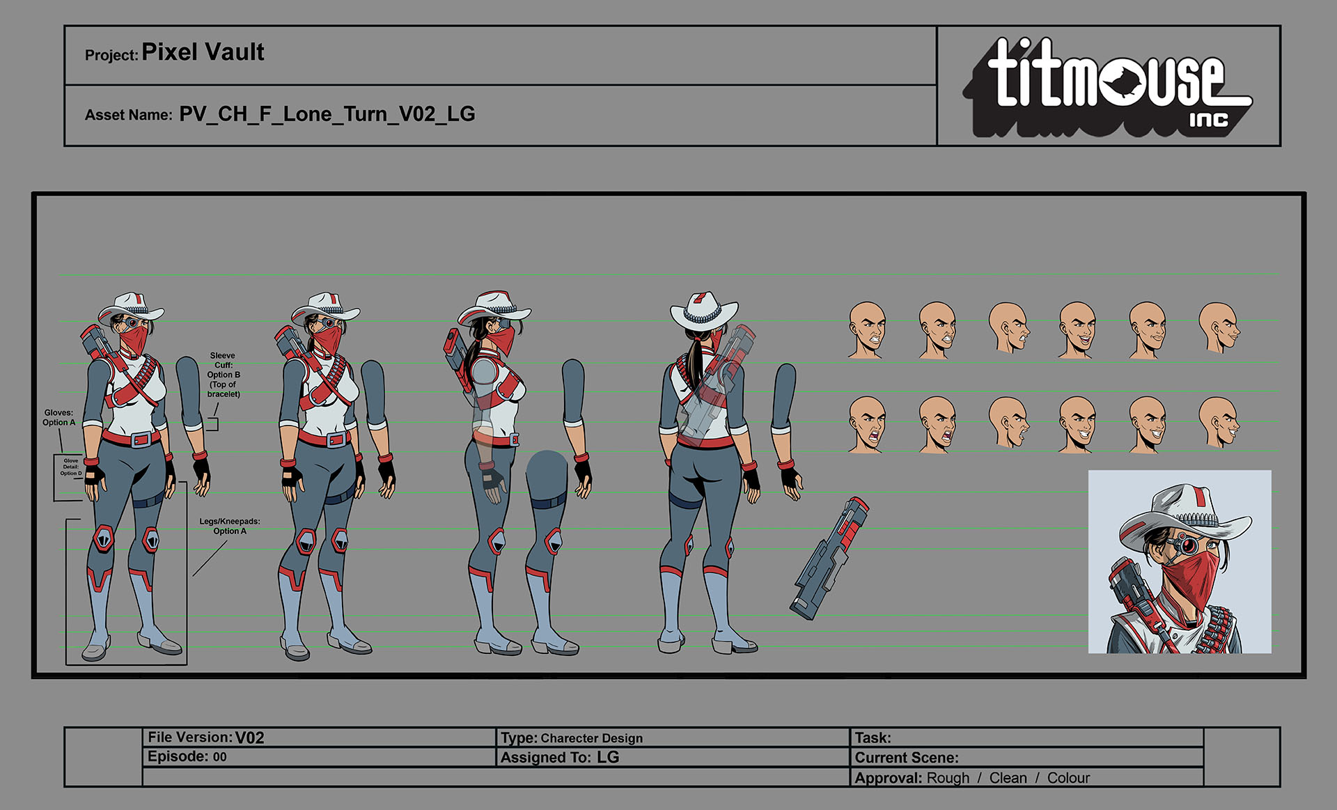 Character turnaround sheet for the Lone character.